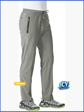 Lightweight Hiking Pants with Elastic Waist and Zipper Pockets